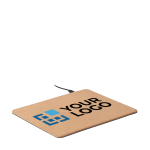 Kurken muismat met logo en draadloze oplader Wireless Cork kleur beige weergave met bedrukking