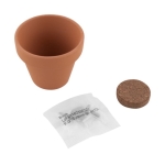 Bloempot met aarde en basilicumzaadjes personaliseren Basilicum kleur bruin eerste weergave