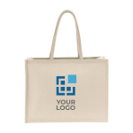 Katoenen tas met logo met resistente binnenlaminering 230 g/m2 Friday kleur beige met afdrukgebied