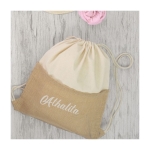 Katoen en hoogwaardige jute rugzak met logo 230 g/m2 Cotton Jute kleur beige afbeelding met logo