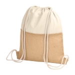 Katoen en hoogwaardige jute rugzak met logo 230 g/m2 Cotton Jute kleur beige