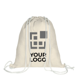 Gesublimeerde bedrukte rugzakjes van zacht polyester Poli Sublim kleur beige met afdrukgebied