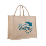 Gepersonaliseerde jute tas met gelamineerde binnenkant Jute Shop kleur naturel afbeelding met logo