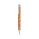 Balpen met drukmechanisme en behuizing tarwestro, ABS en kurk Suber kleur beige