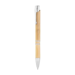 Eco pen van bamboe en aluminium met blauwe inkt Aster Bamboo kleur hout