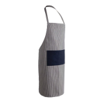 Fijngestreept schort met logo van gerecycled katoen 280 g/m2 Ukiyo Deluxe kleur marineblauw