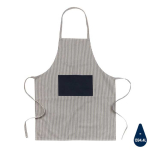 Fijngestreept schort met logo van gerecycled katoen 280 g/m2 Ukiyo Deluxe kleur marineblauw vierde weergave