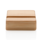 Vierkante bamboe telefoonhouder voor op kantoor Bamboo kleur bruin vierde weergave