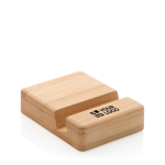 Vierkante bamboe telefoonhouder voor op kantoor Bamboo kleur bruin met afdrukgebied
