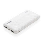 Duurzame powerbank met dubbele USB 10.000 mAh Philips kleur wit