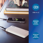 Duurzame powerbank met dubbele USB 10.000 mAh Philips kleur wit sfeer weergave