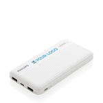 Duurzame powerbank met dubbele USB 10.000 mAh Philips kleur wit met afdrukgebied