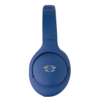 Premium hoofdtelefoon met hoofdband 35 uur speeltijd Fresno kleur blauw weergave met logo