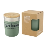 Thermosbeker met deksel van biologisch bamboe, 330 ml Organic Cover kleur mintgroen weergave met logo
