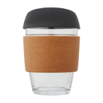 Glazen beker met kurkgreep 360 ml Takeaway Cork Grip kleur zwart tweede weergave voorkant