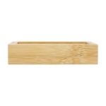 Set van drie bamboe badkameraccessoires met logo Bamboo kleur naturel derde weergave voorkant