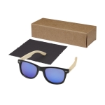 Zonnebril met spiegelglazen Polarized Bamboo kleur licht hout derde weergave