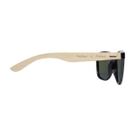 Zonnebril met spiegelglazen Polarized Bamboo kleur licht hout tweede weergave zijkant met logo 2