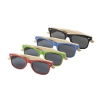 Tweekleurige festivalzonnebril met opdruk Retro Design kleur blauw tweede weergave meerdere kleuren