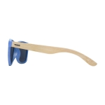 Tweekleurige festivalzonnebril met opdruk Retro Design kleur blauw weergave zijkant