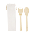 2 bamboe salade utensils met zak Bamboo kleur naturel derde weergave voorkant