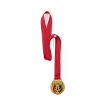 Gouden metallic medaille met polyester lint Champ tweede weergave