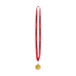 Metalen medaille bedrukken met rood polyester lint Olympe met jouw bedrukking