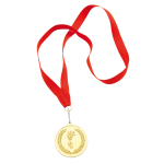 Metalen medaille bedrukken met rood lint Rank kleur goud