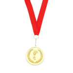 Metalen medaille bedrukken met rood lint Rank kleur goud  negende weergave