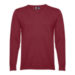 Trui bedrukken met V-hals van katoen en polyamide 220 g/m2 THC Milan kleur bordeaux