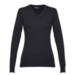 Katoenen dames trui bedrukken met V-hals 220 g/m2 THC Milan kleur zwart