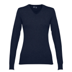 Katoenen dames trui bedrukken met V-hals 220 g/m2 THC Milan kleur marineblauw tweede weergave