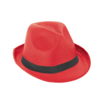 Hoed van PP in verschillende kleuren met bijbehorende lint kleur rood