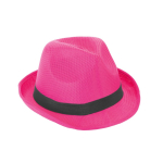 Hoed van PP in verschillende kleuren met bijbehorende lint kleur fuchsia
