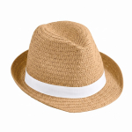 Unisex strohoed met lint Dominica Clear kleur camel eerste weergave