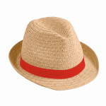 Unisex strohoed met lint Dominica Clear kleur camel tweede weergave