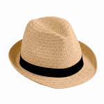 Unisex strohoed met lint Dominica Clear kleur camel vierde weergave