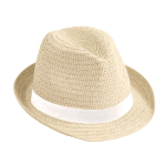 Unisex strohoed met lint Dominica Clear kleur naturel eerste weergave
