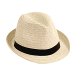 Unisex strohoed met lint Dominica Clear kleur naturel vijfde weergave