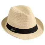 Unisex strohoed met lint Dominica Clear kleur naturel zesde weergave