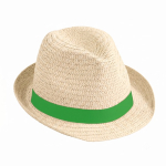 Unisex strohoed met lint Dominica Clear kleur naturel gedetailleerde weergave