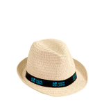 Unisex strohoed met lint Dominica Clear kleur naturel met afdrukgebied