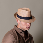 Moderne natuurlijk papieren hoed met korte rand Rio Clear kleur camel tweede weergave