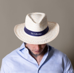 Strohoed met gepersonaliseerd kleurenlint Cancun kleur naturel tweede weergave