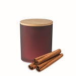 Kleine kaars met logo met glazen pot en bamboe deksel Candlelight Small kleur bordeaux zevende weergave