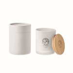 Kleine kaars met logo met glazen pot en bamboe deksel Candlelight Small kleur wit hoofdweergave tweede weergave
