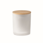 Kleine kaars met logo met glazen pot en bamboe deksel Candlelight Small kleur wit zesde weergave