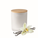 Kleine kaars met logo met glazen pot en bamboe deksel Candlelight Small kleur wit zevende weergave