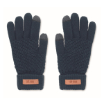 Tactiele RPET-handschoenen met logo printlabel Winter kleur marineblauw weergave met bedrukking