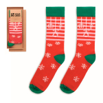 Kerstsokken met kerstmotieven maat 38-42 Joyful kleur rood weergave met bedrukking